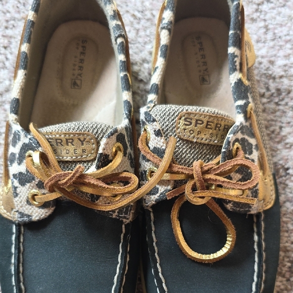Sperry Black and Leopard Moccasins - Picture 3 of 7